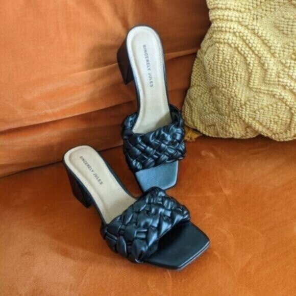 Sincerely Jules Twist Braided Square Toe Sandal Heel Size 7 Women - Picture 2 of 10